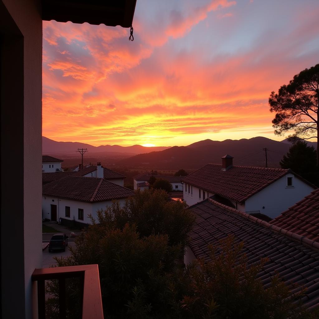 Spanish Village Sunset View from Homestay Balcony