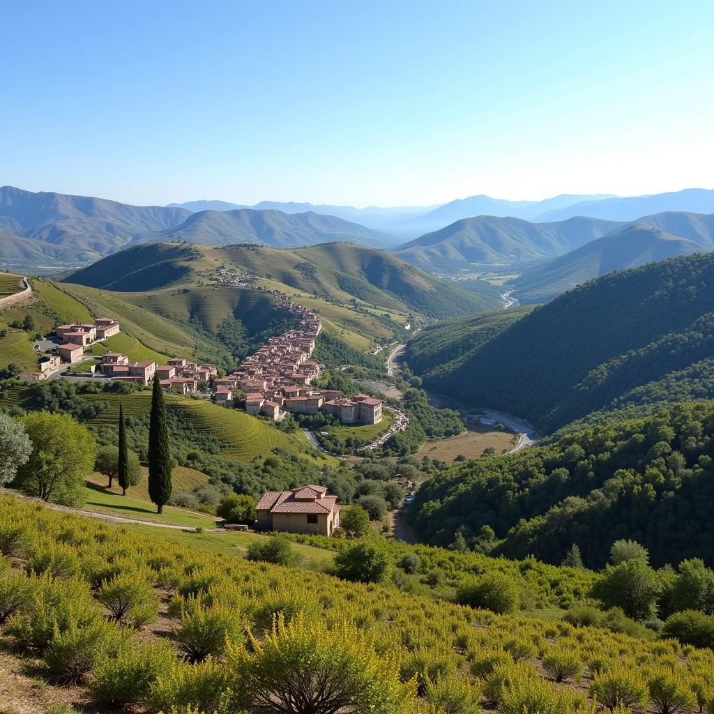 Scenic view of Spanish villages and countryside 