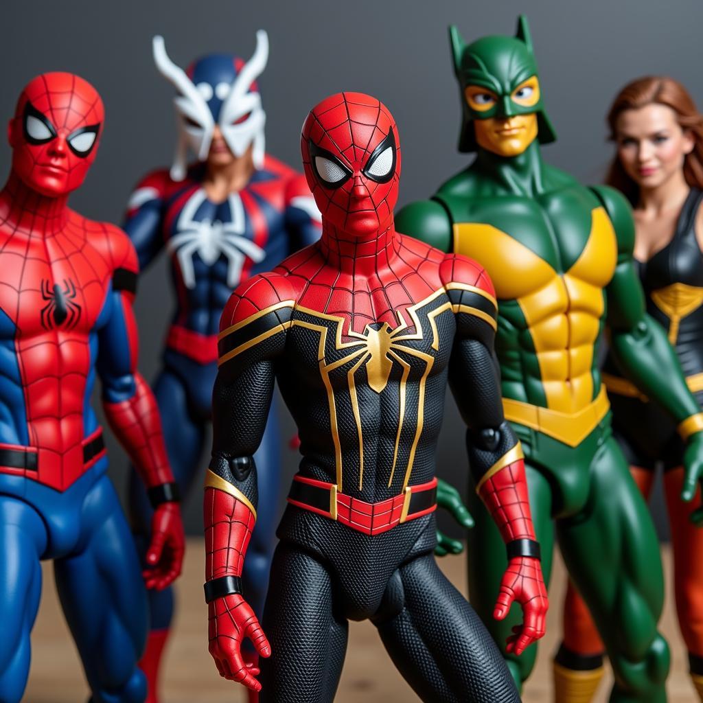 Group shot of Marvel Legends Spider-Man: No Way Home action figures