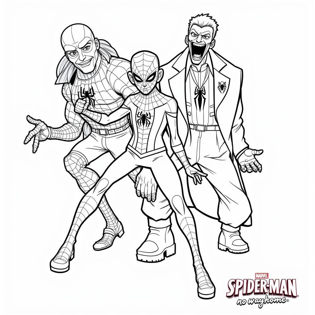 Spiderman villains coloring page