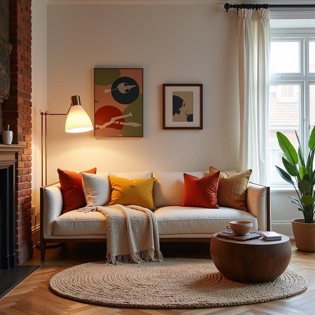 Stylish living room illuminated by a Zara Home lamp