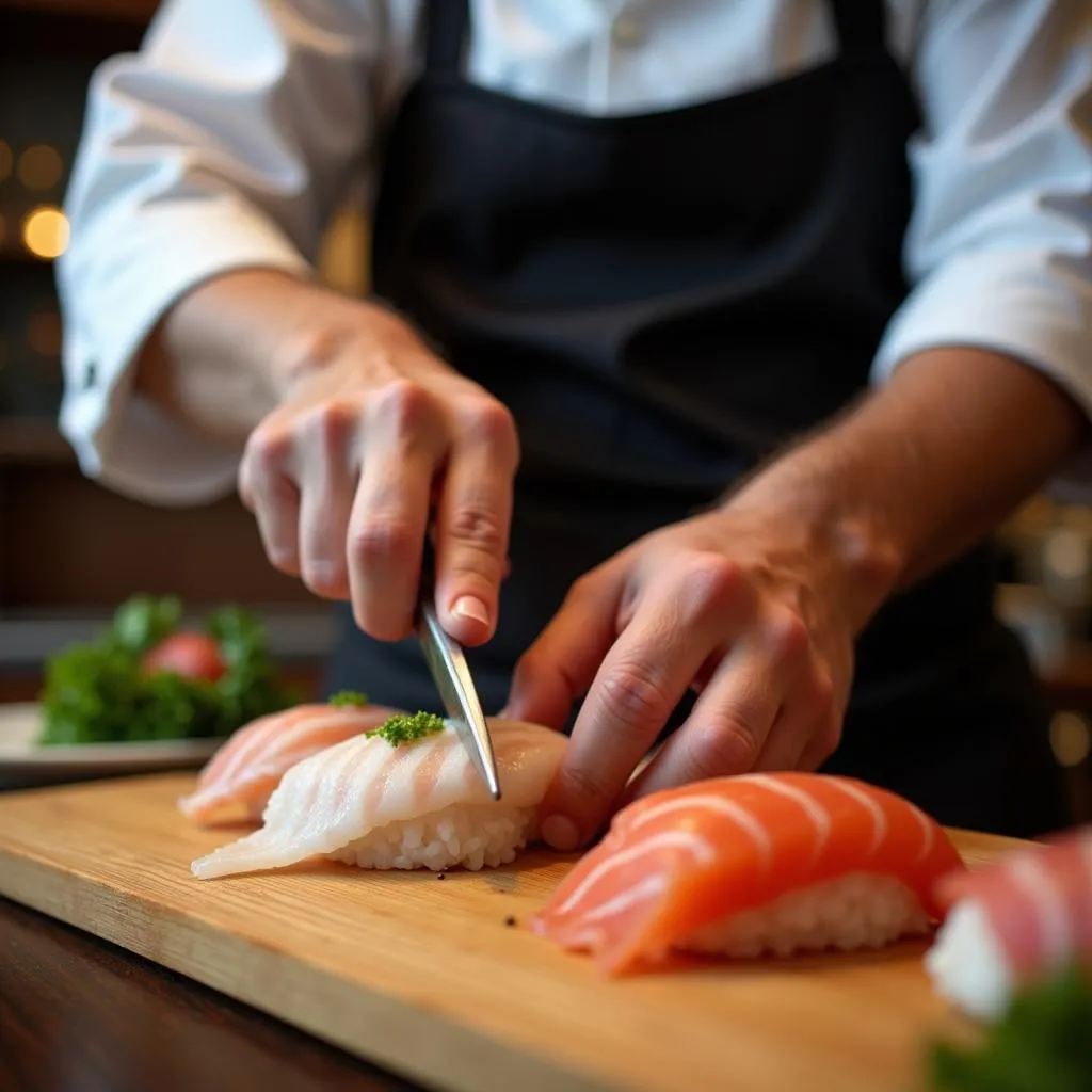 Sushi Chef Preparing Sushi in Huesca