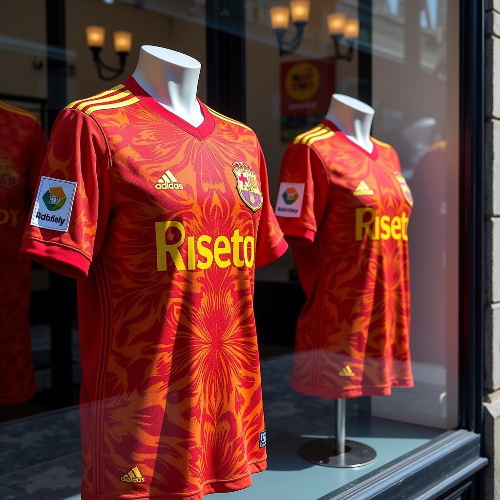 SWFC home kit displayed in a shop window