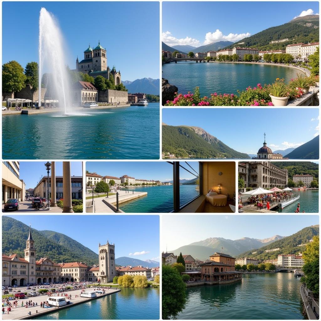 Collage of images depicting various activities and attractions in Geneva