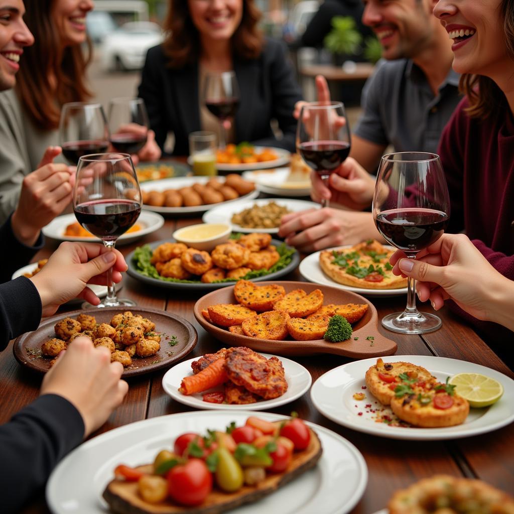 Enjoying Tapas and Wine