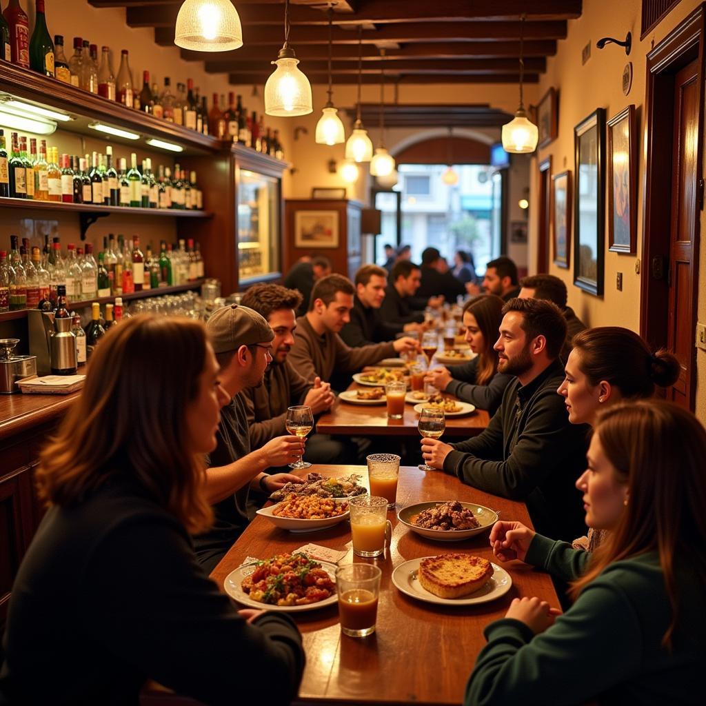 Enjoying tapas in a traditional bar in Puerta Purchena