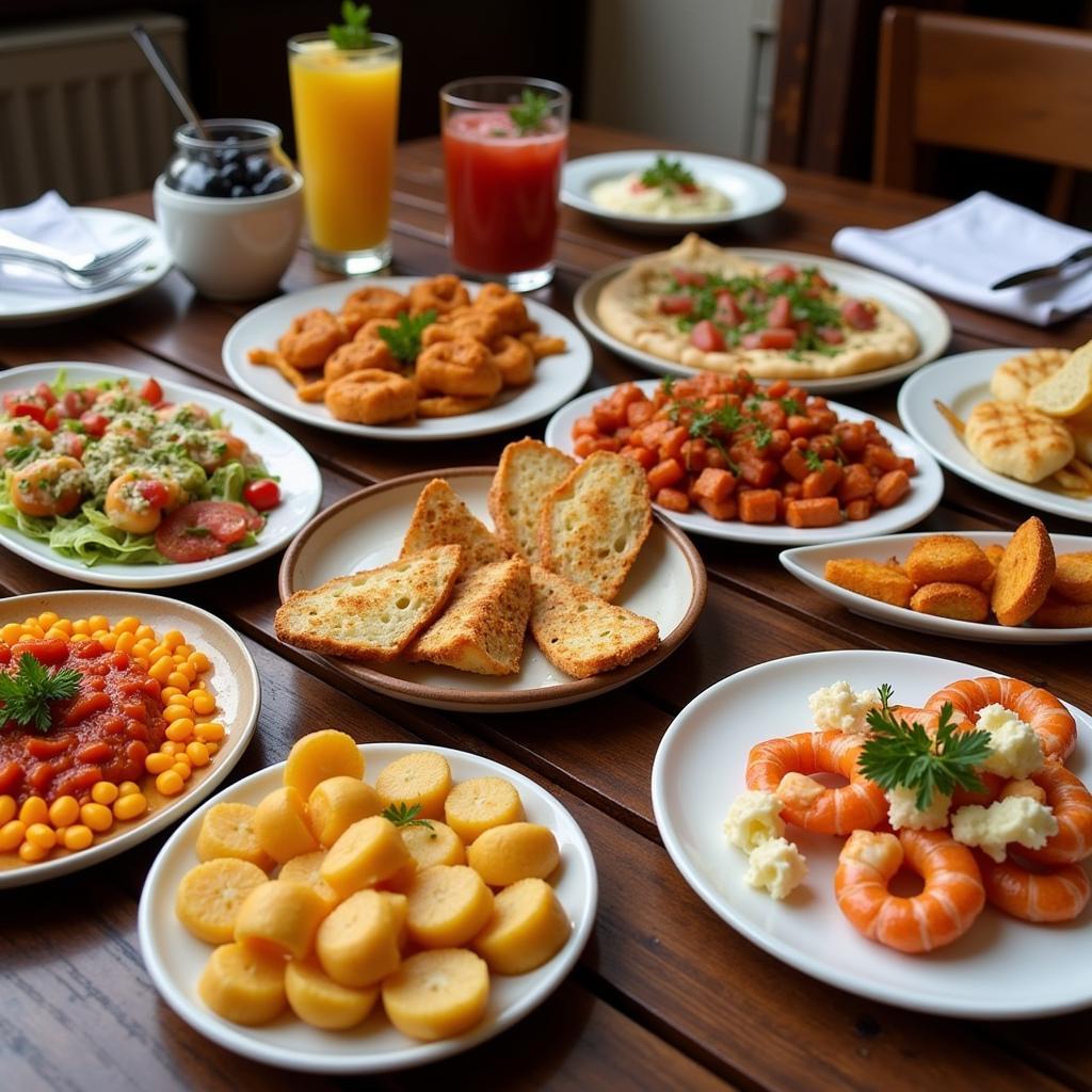 Assortment of tapas on a table