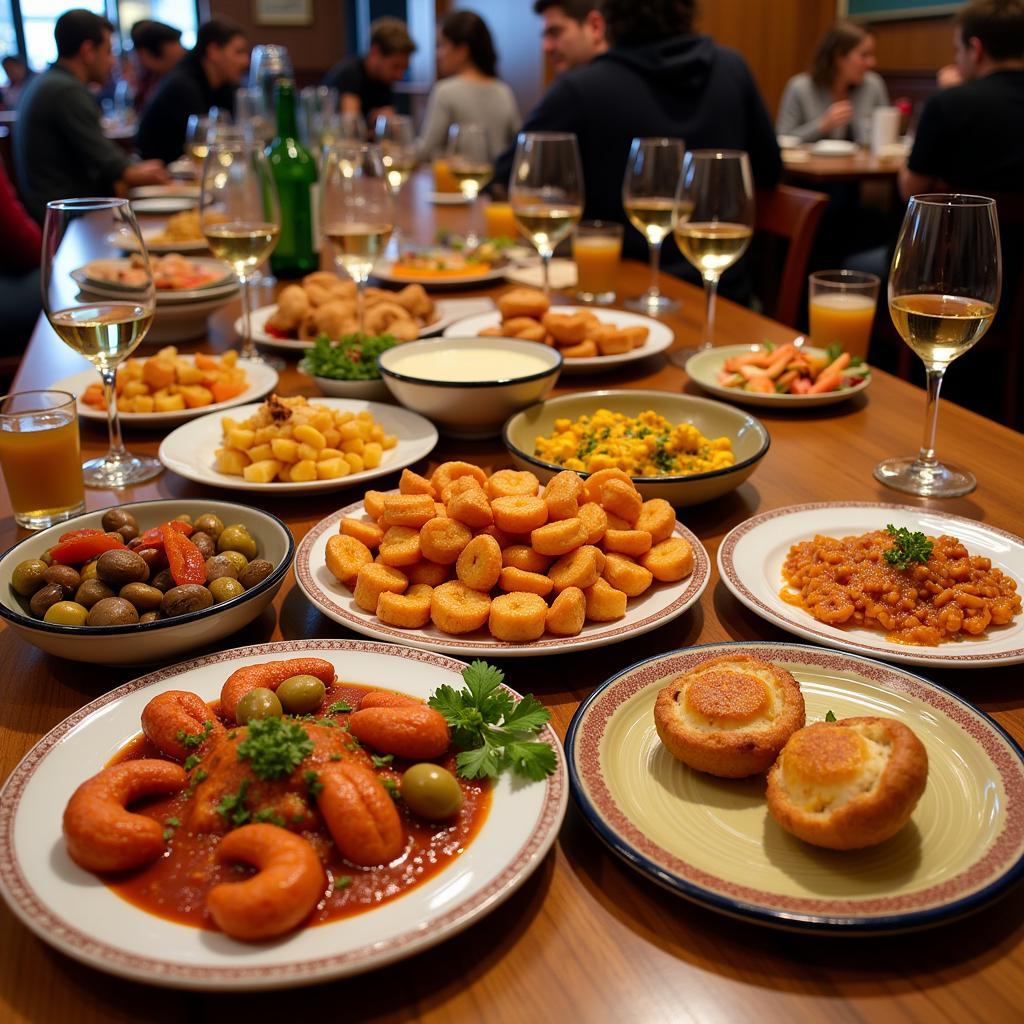 Tapas Spread in a Spanish Restaurant