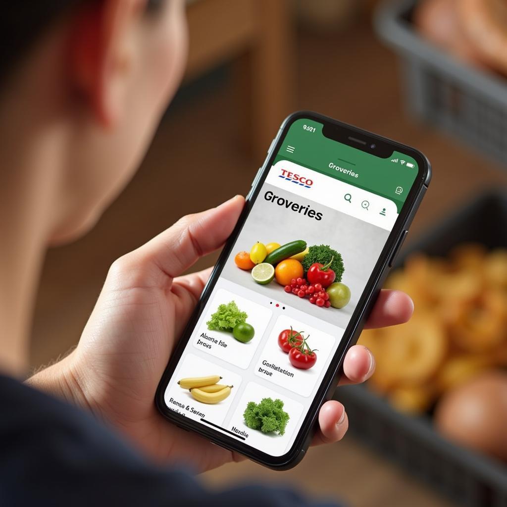 Tesco Grocery App on a Smartphone