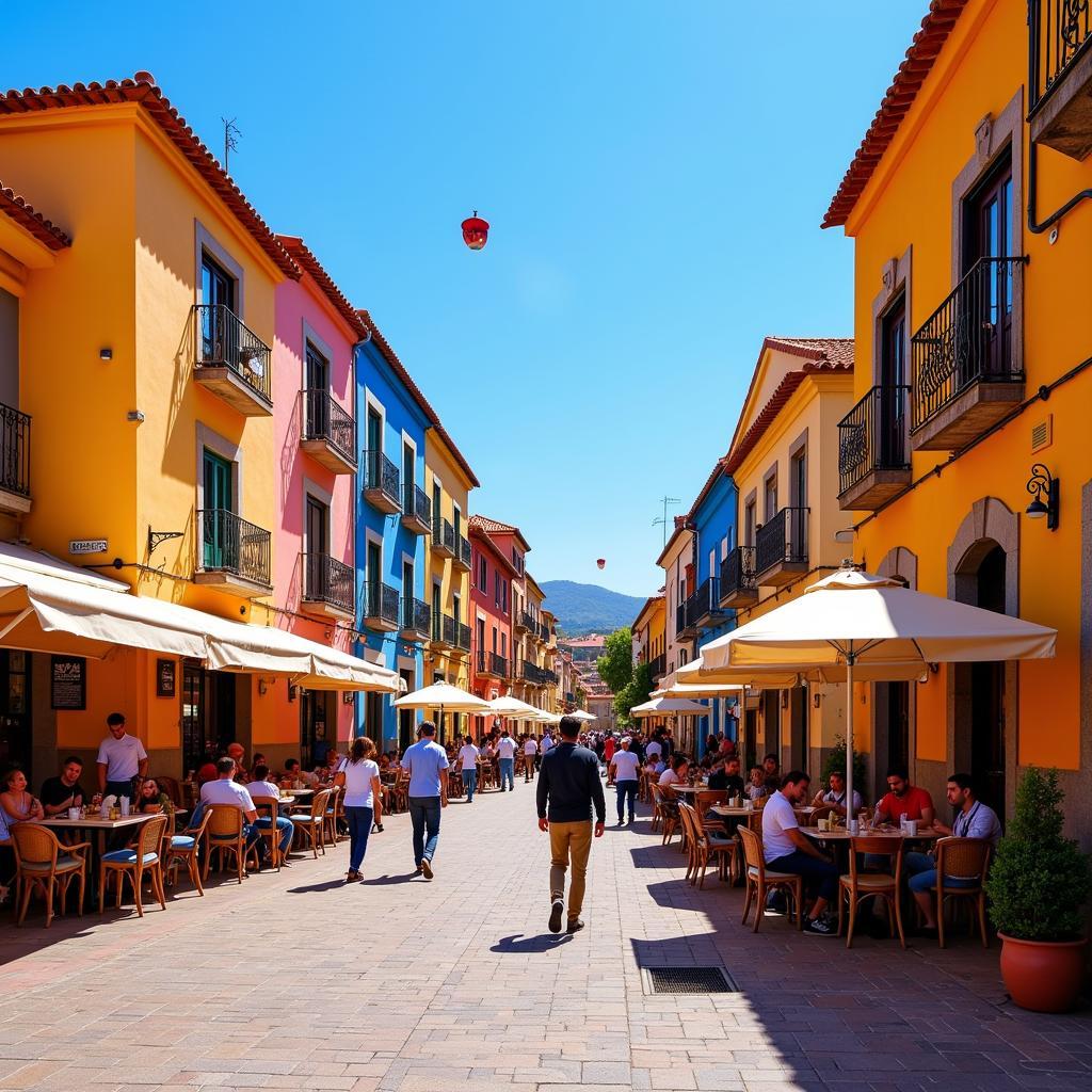 Lively Town Square in Tordera, Spain