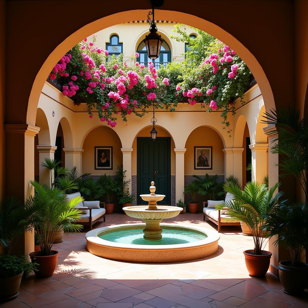 A serene courtyard in a traditional Spanish home