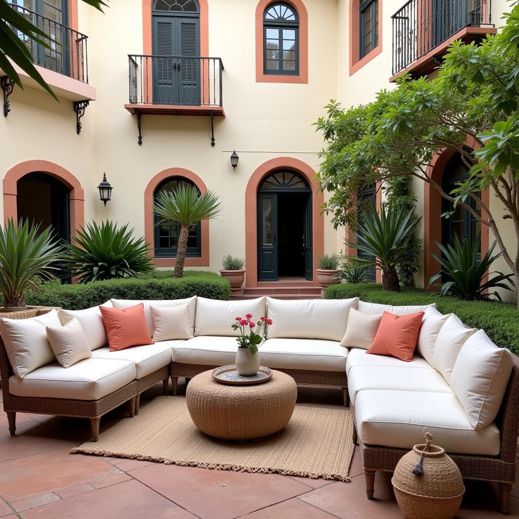 Relaxing in a Spanish Courtyard