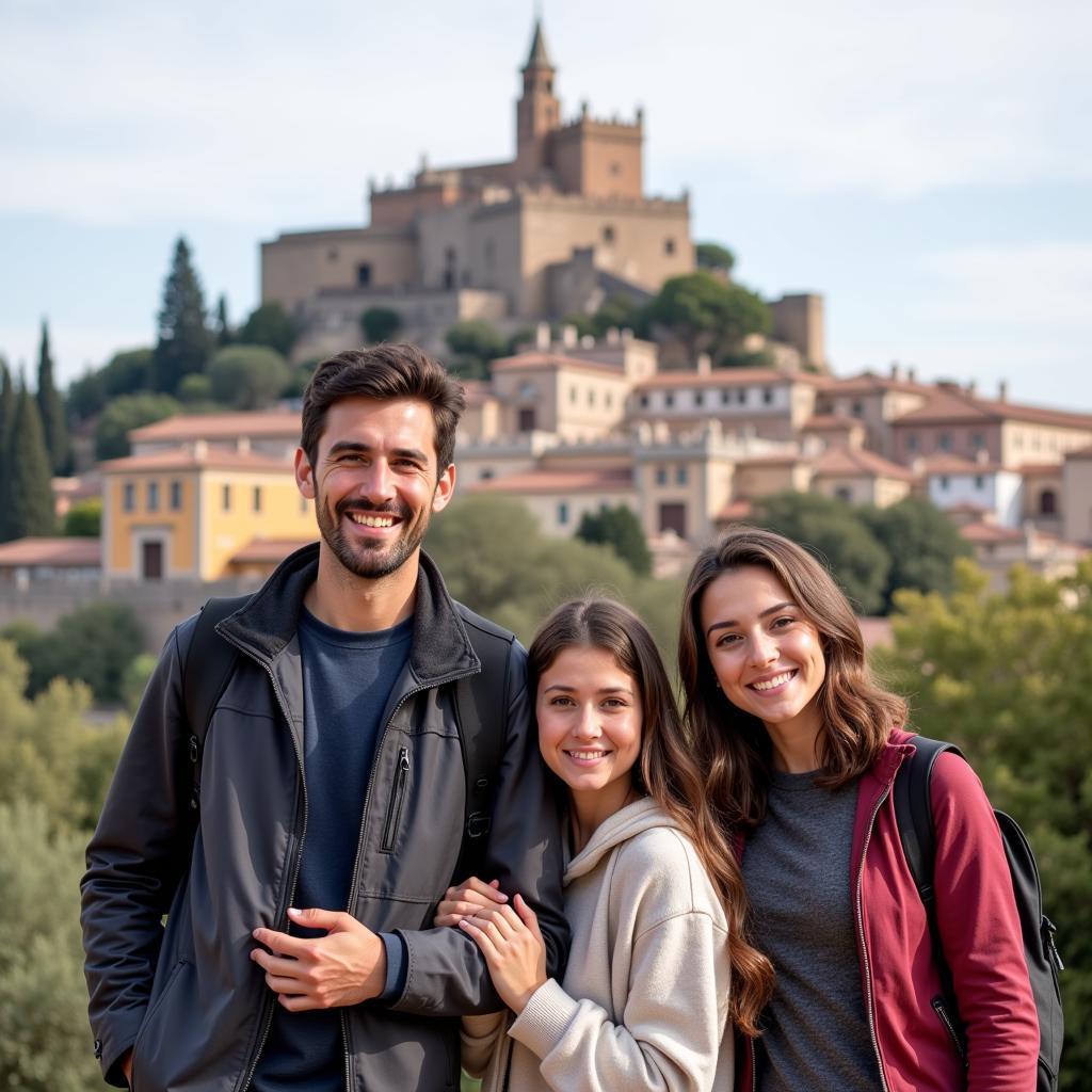 Traveler with host family in Spain