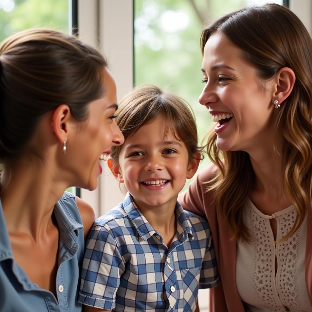 Traveler sharing a laugh with Spanish host family