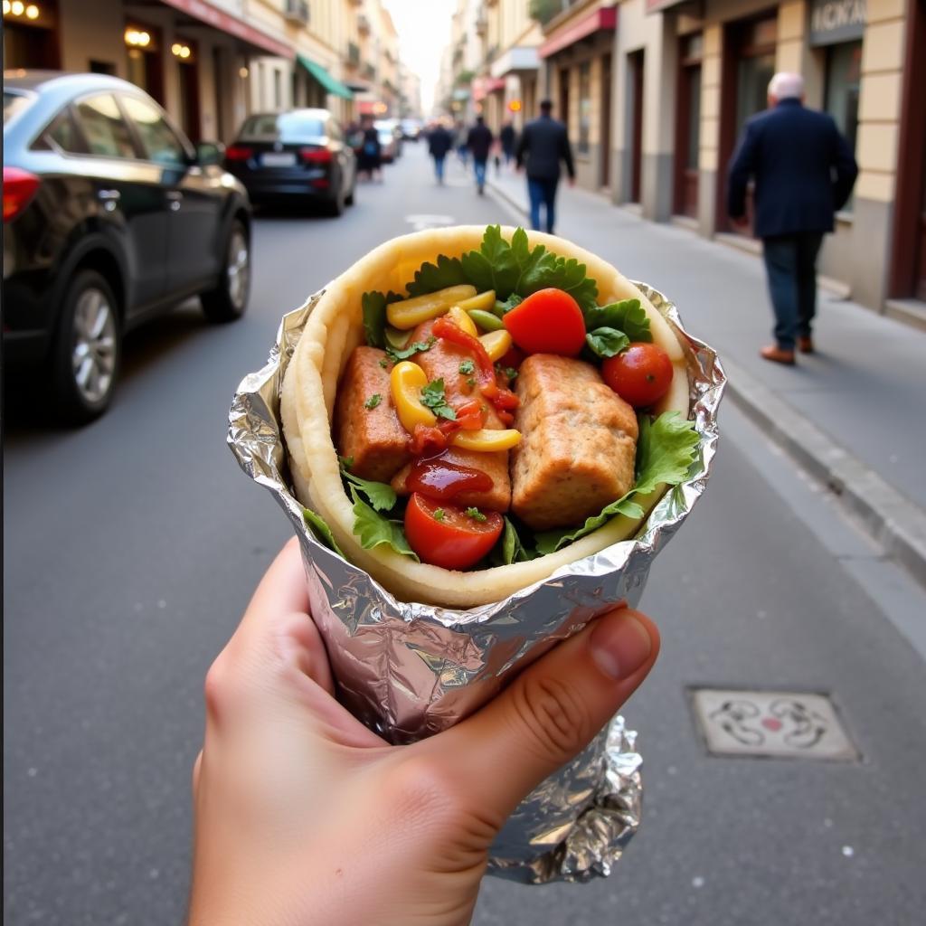 Turkish home kebab durum in Caceres