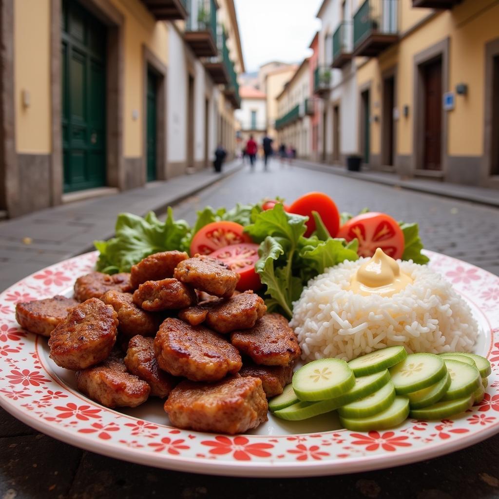 Turkish home kebab plate in Caceres