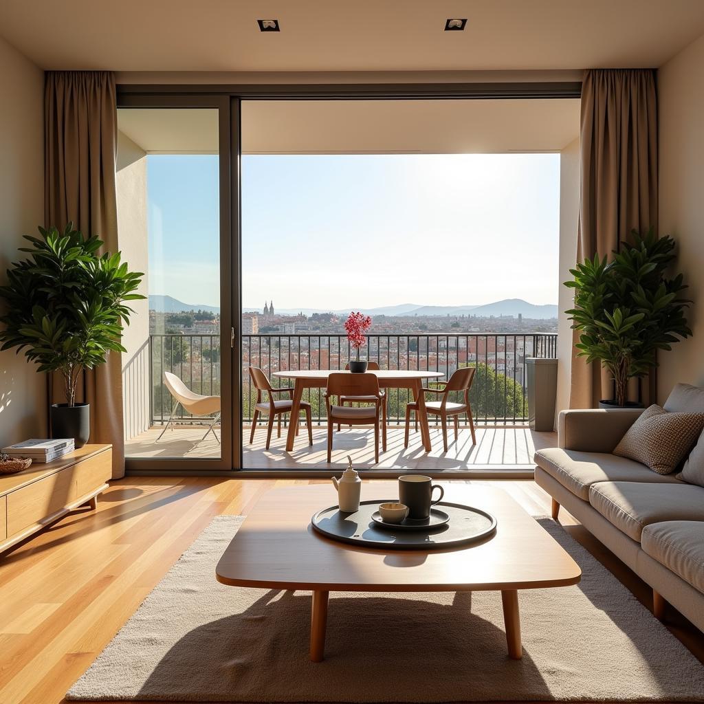 Spacious balcony overlooking Valencia cityscape