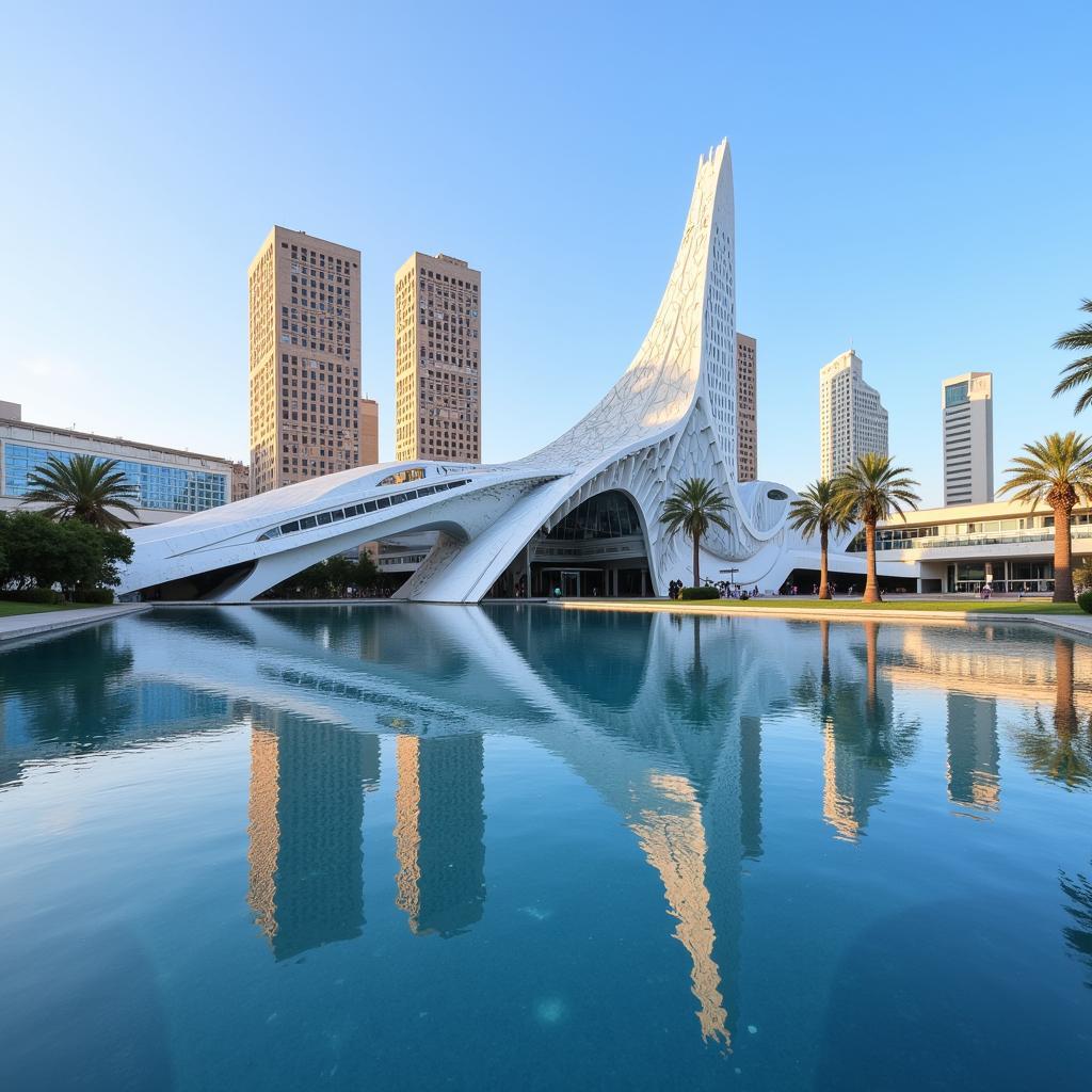 The futuristic architecture of the City of Arts and Sciences in Valencia