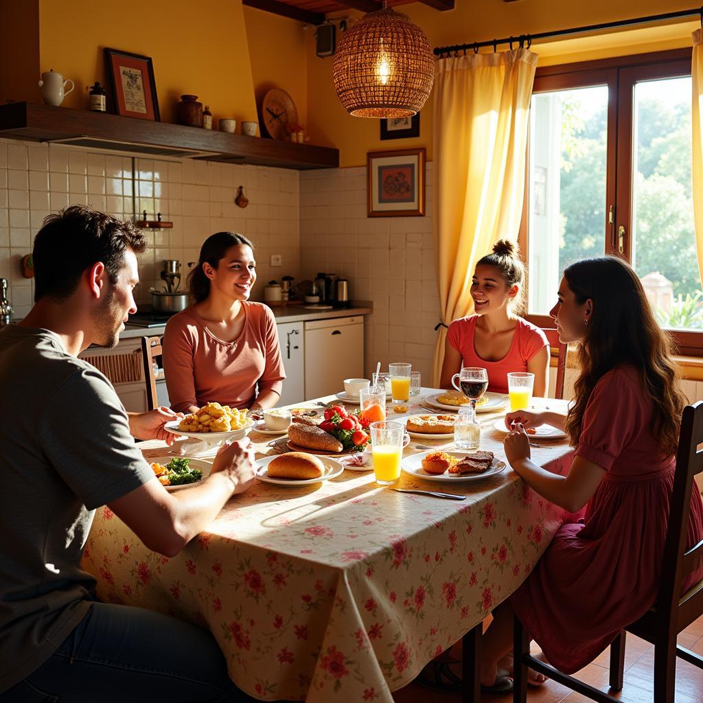 Family enjoying breakfast in a Valencia stay homas