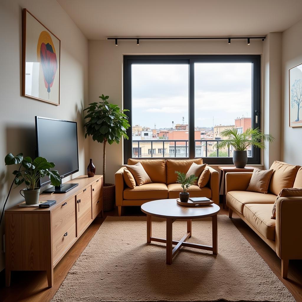 Spacious and bright living room in a Valencia homestay