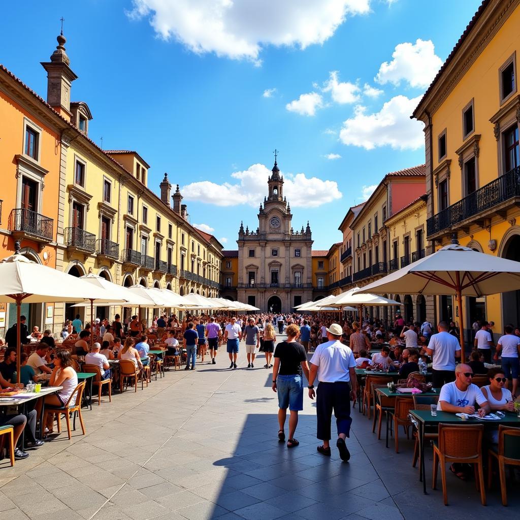 Bustling Plaza Mayor in Valladolid