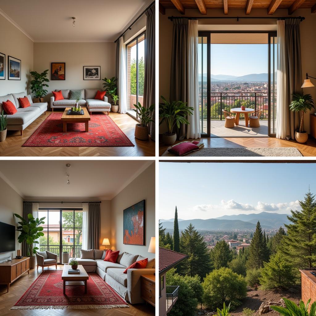 A collage showcasing the variety of homestays available - from rustic fincas to chic apartments