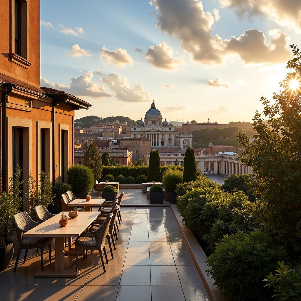 Vatican home terrace with St. Peter's Basilica view