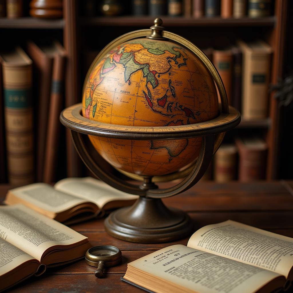 Vintage Globe in a Cozy Study