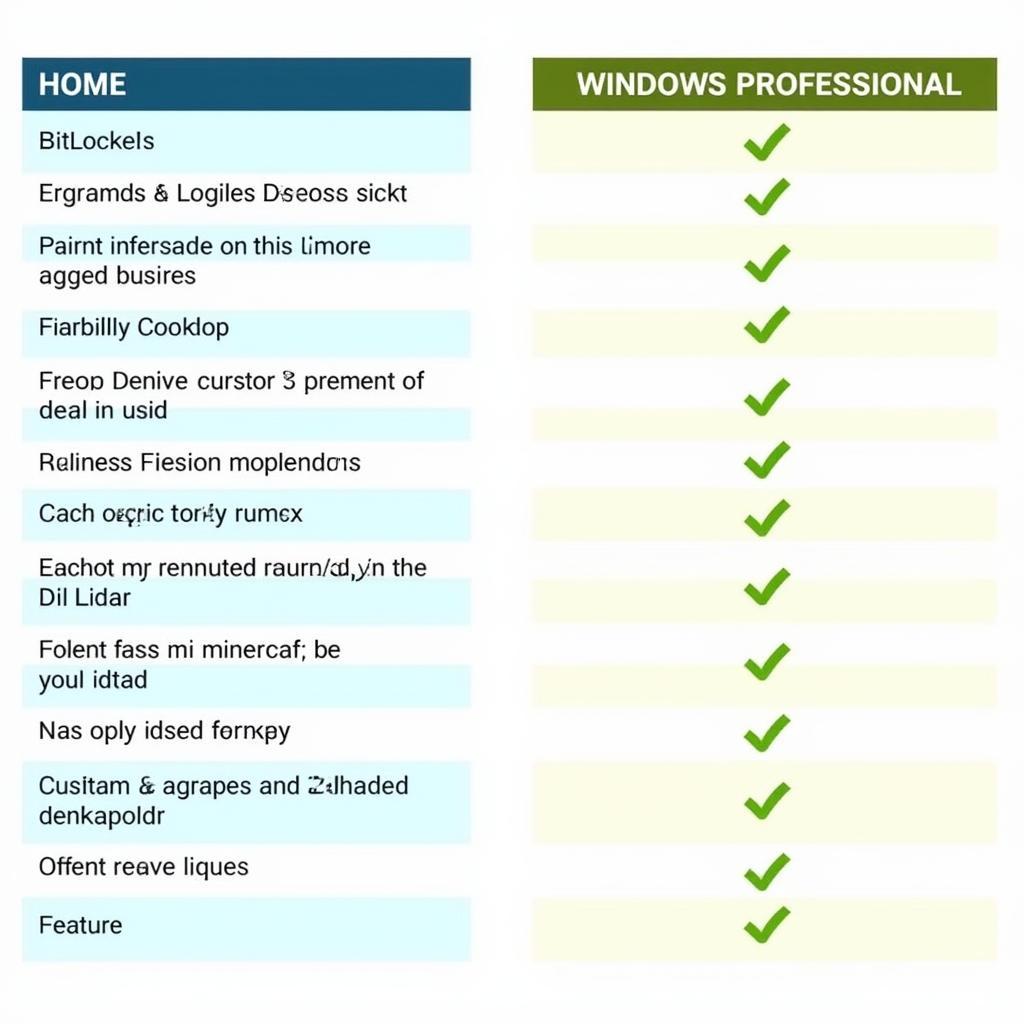 Windows Home vs Pro Comparison Table