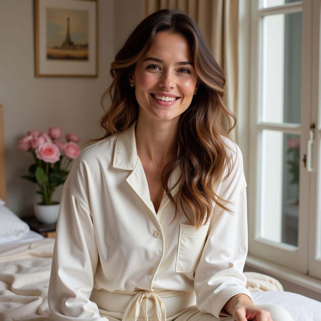 Woman Relaxing in Zara Home Pajamas