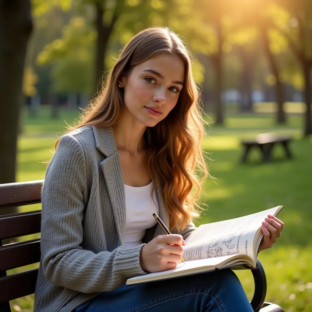 Woman Reading Journal