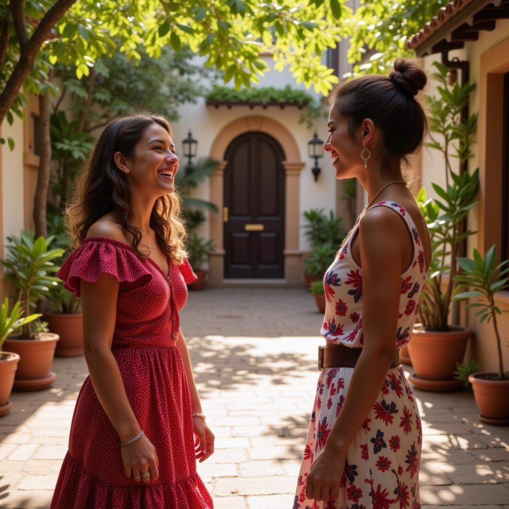 Young Woman Learning Flamenco From Spanish Woman