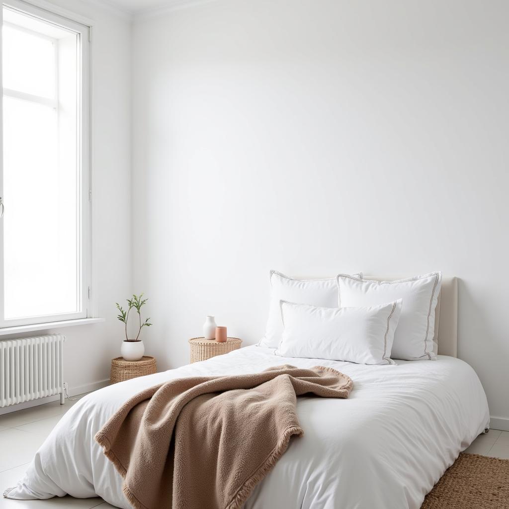 A serene bedroom with a Zara Home alfombra