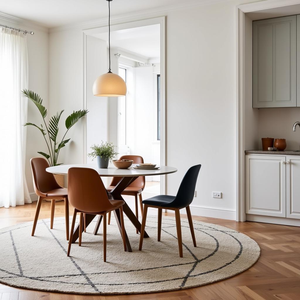 Zara Home Alfombra Redonda in a Stylish Dining Room