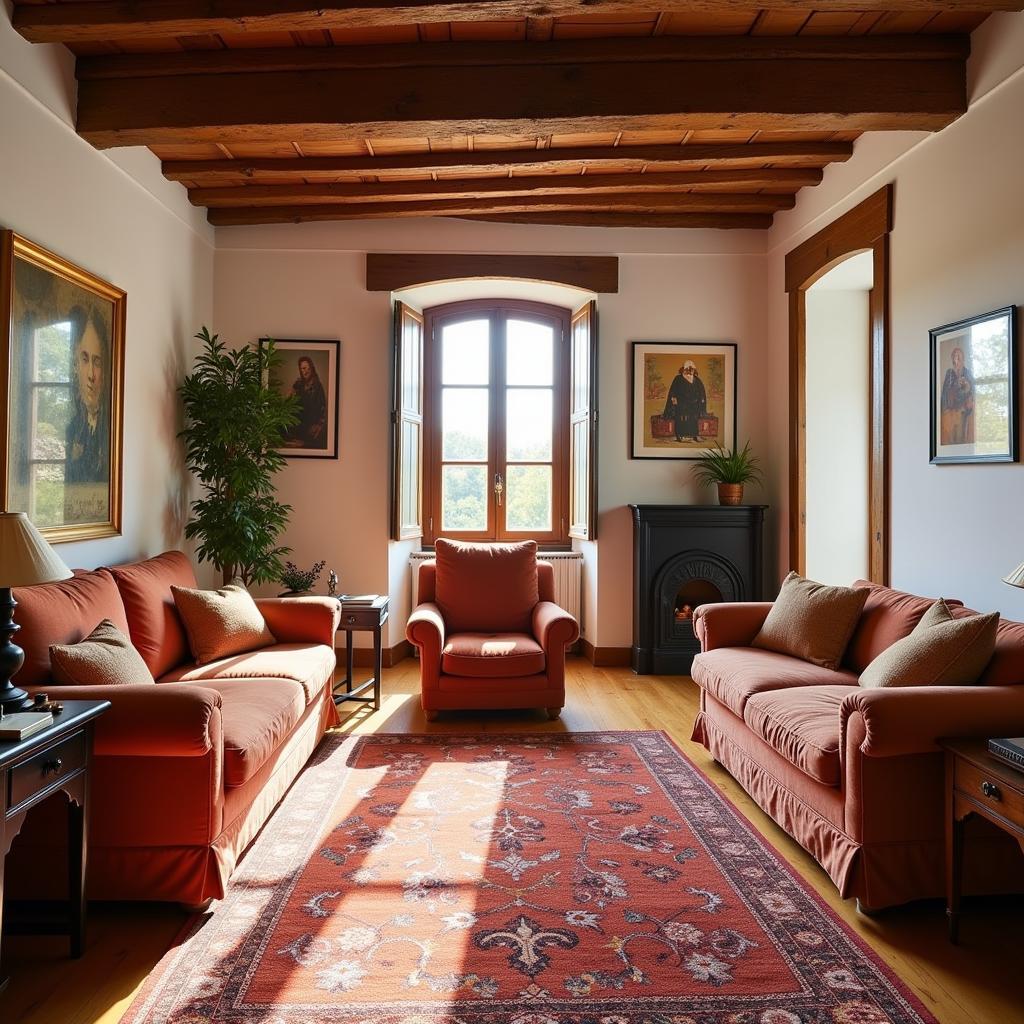 Traditional Zara Home Alfombra in Spanish Living Room