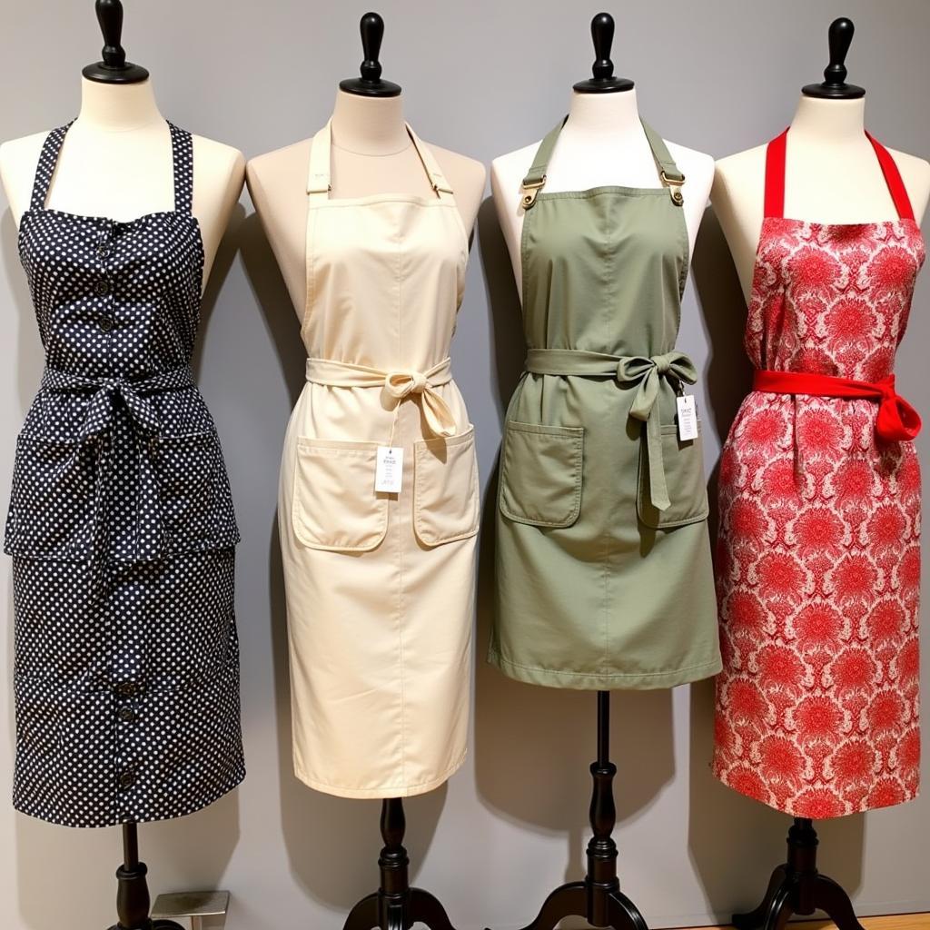 A display of colorful Zara Home aprons in a store