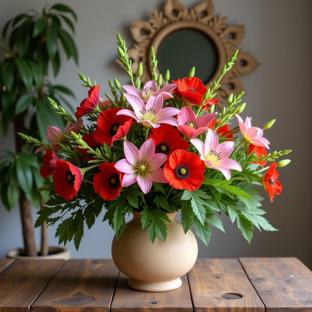 Zara Home artificial flower arrangements in a Spanish home