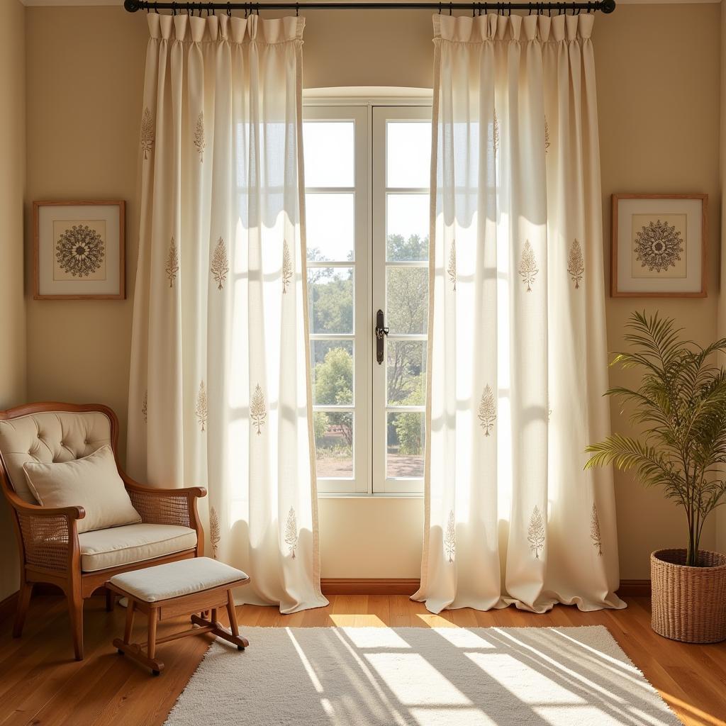 Zara Home baby curtains in a Spanish villa nursery.