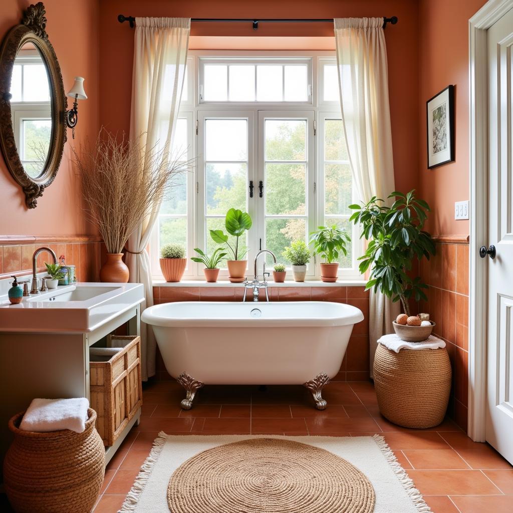 Zara Home Bath Rug in a Spanish Inspired Bathroom