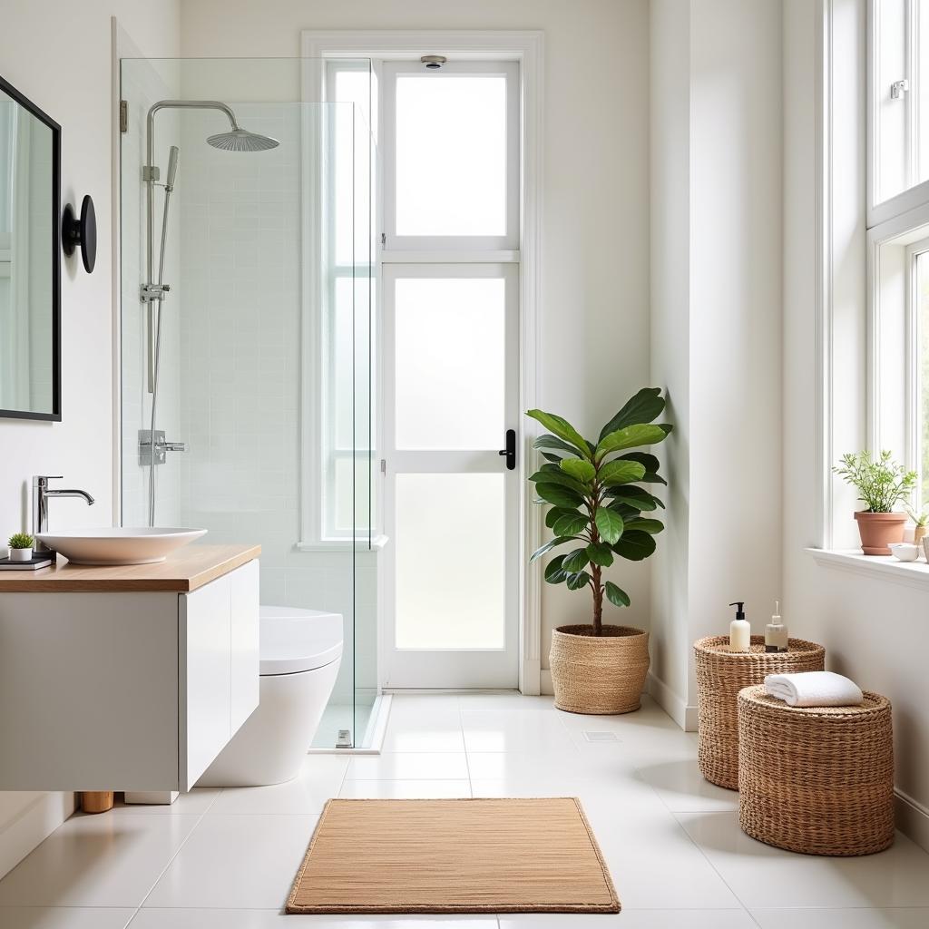 A stylish bathroom interior featuring Zara Home accessories