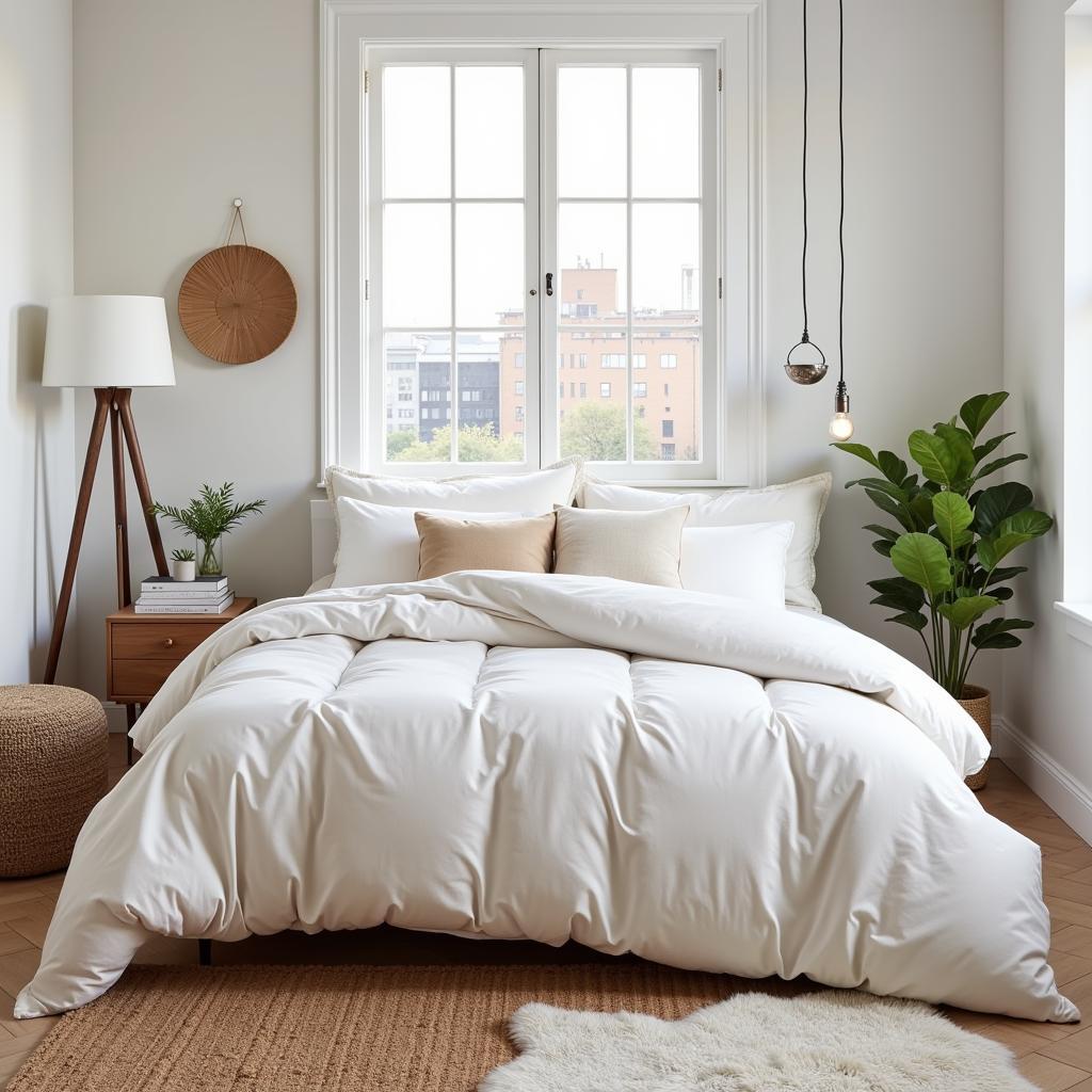 A Bedroom Decorated with Zara Home Relleno Nórdico