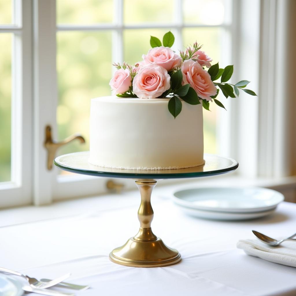 Elegant Glass and Gold Cake Stand