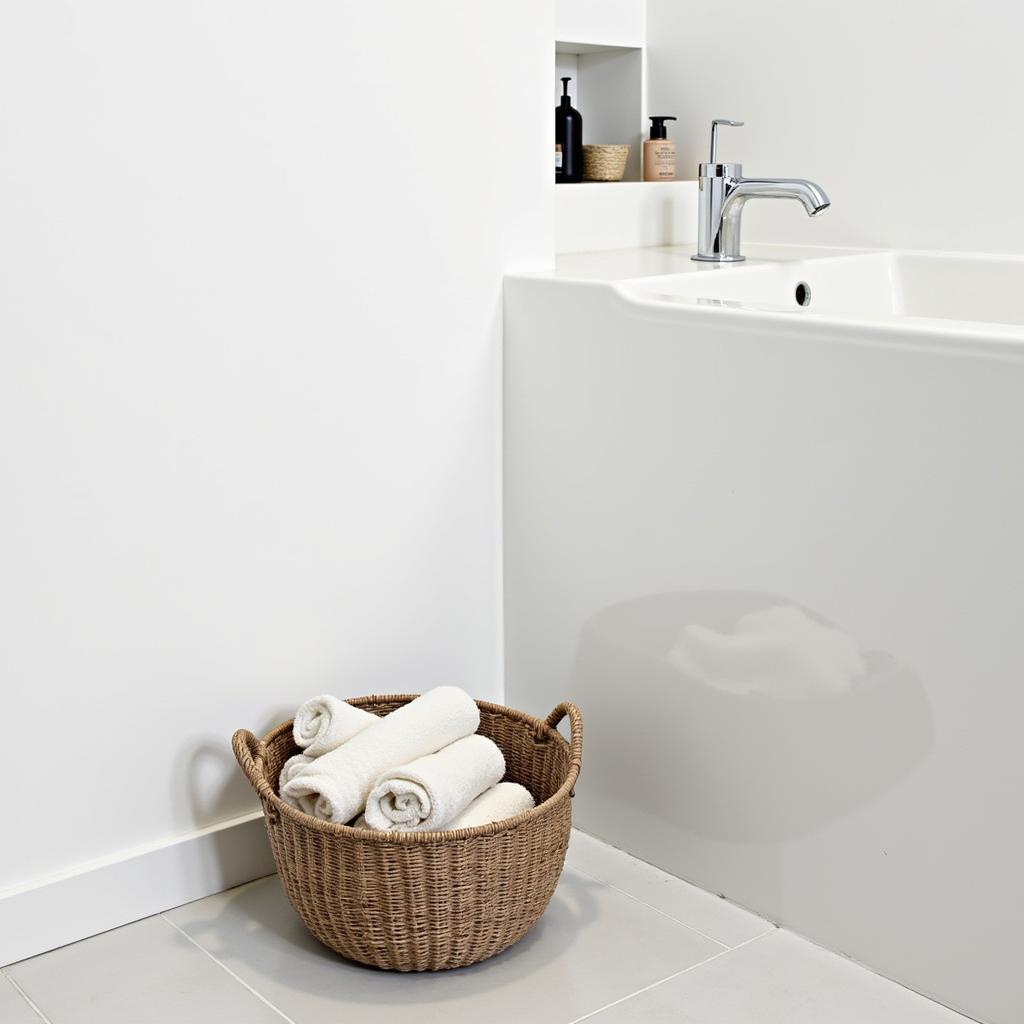 Zara Home Cesto Basket in a Minimalist Bathroom