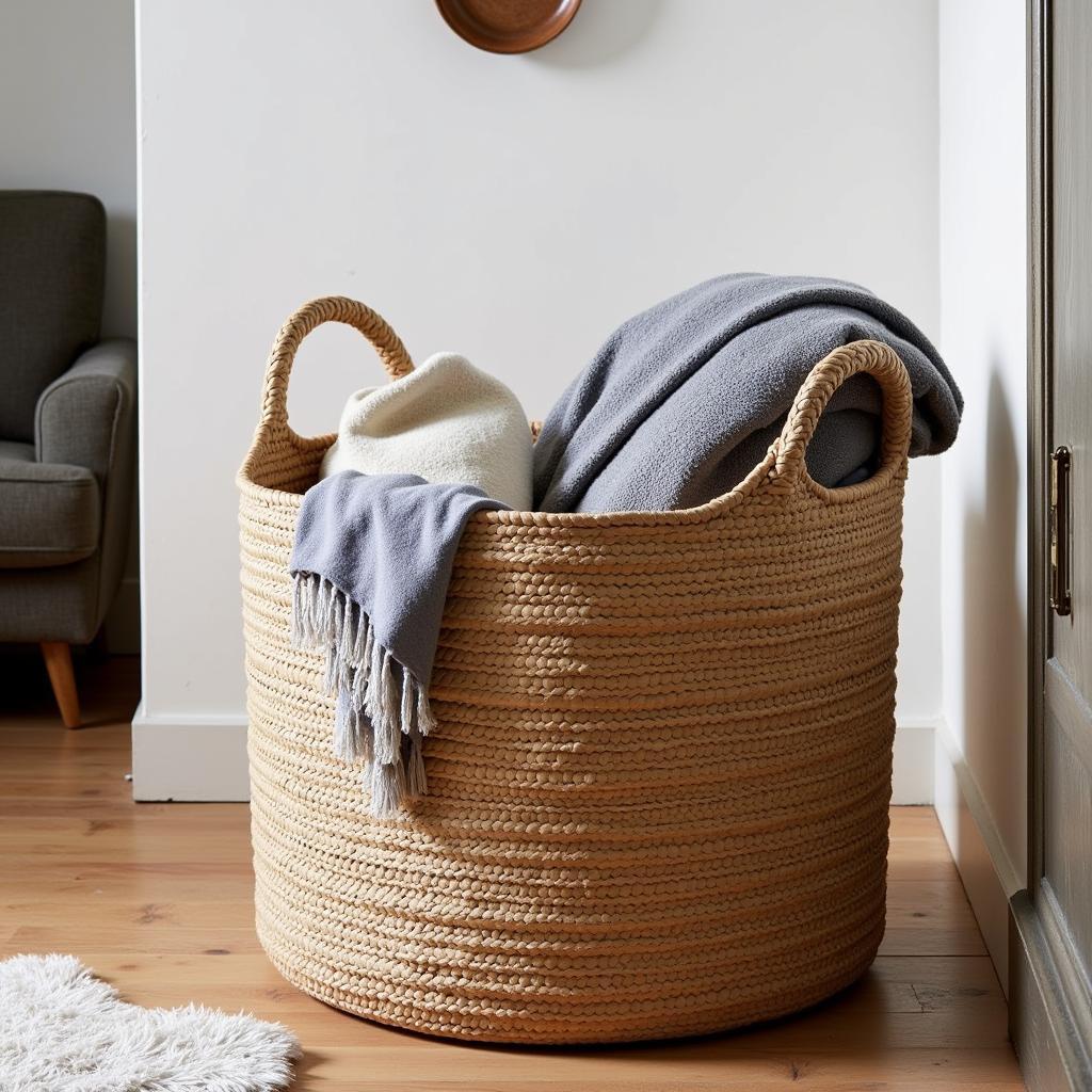 Zara Home Cesto Basket in a Cozy Living Room Setting