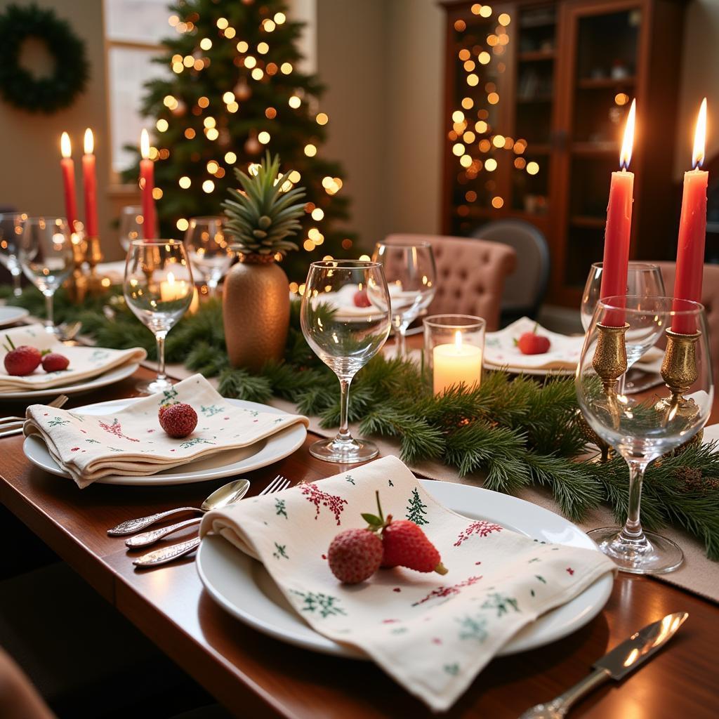 Festive table setting with Zara Home Christmas napkins