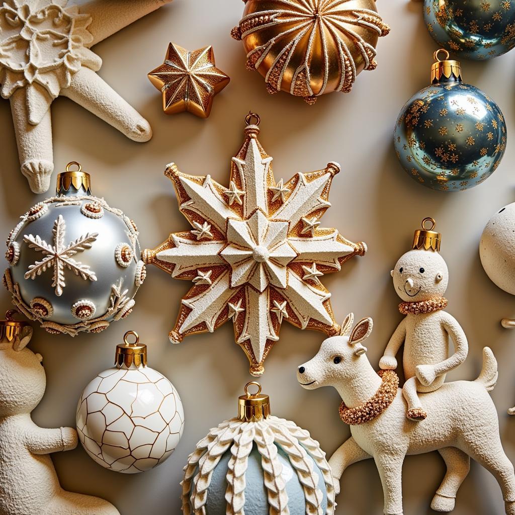 Close-up of intricate Zara Home Christmas ornaments