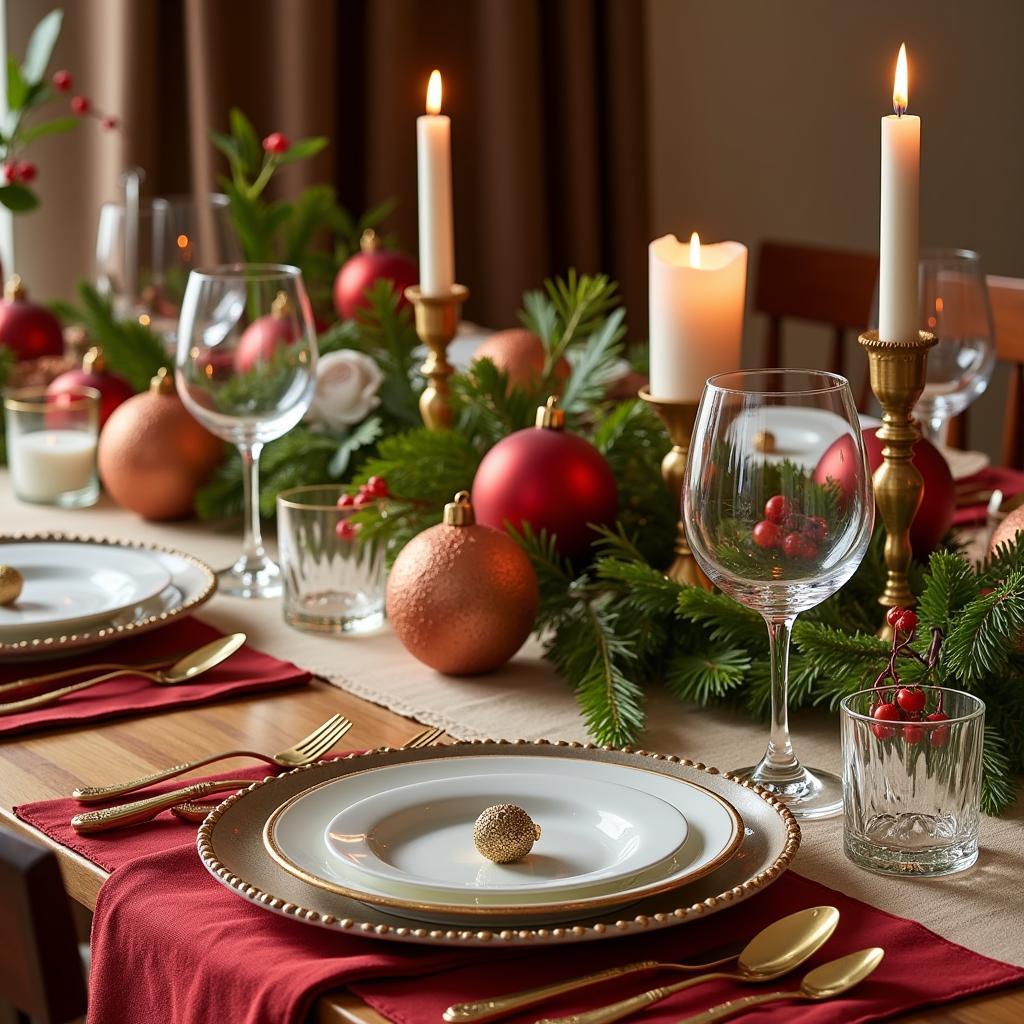 Elegant Christmas table setting featuring Zara Home tableware