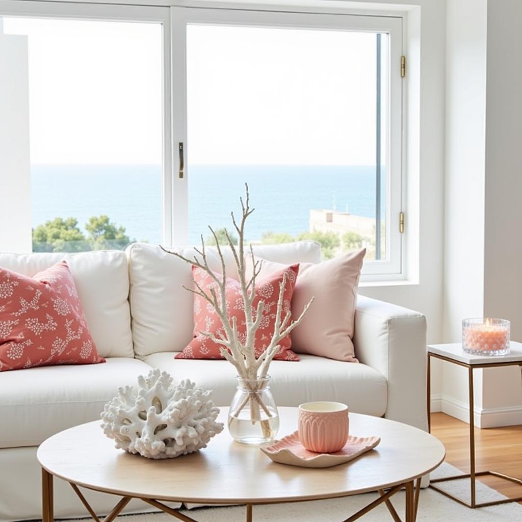 Zara Home's Coral Decor Collection Showcased in a Coastal-Inspired Living Room