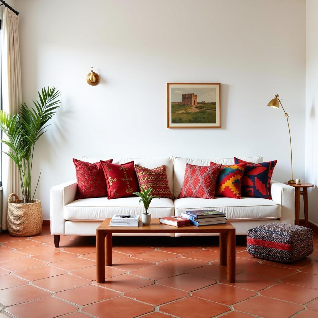 Zara Home cushions in a Spanish living room