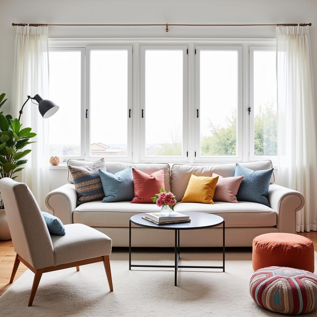 Zara Home Cushions Adding a Pop of Color to a Modern Living Room